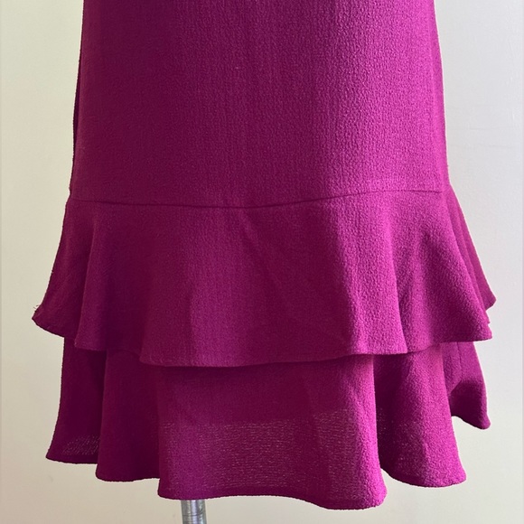 Anthropologie HD in Paris Berry Faux Leather Trim Ruffle Hem Sleeveless Sz 4 - Picture 7 of 15